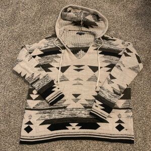 Knit Brown/Gray American Eagle VNeck Hoodie/Sweater Pullover